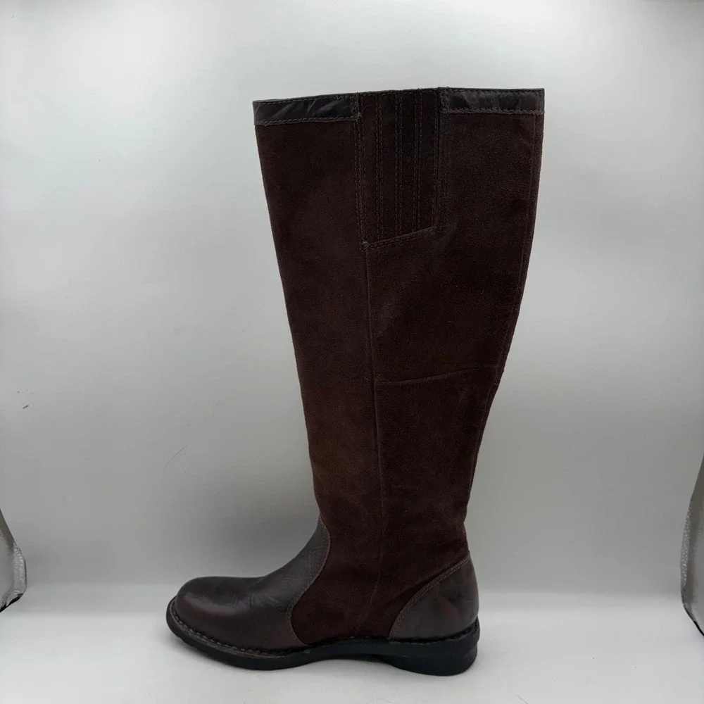 Clarks Nikki Park Brown Suede Leather Knee High Side Zip Boots Women's Size 6.5M